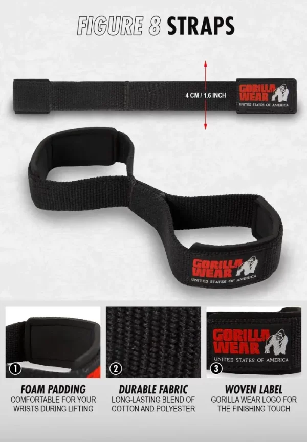 ⁦GORILLA WEAR Figure 8 | רצועות פיגר 8 להרמה⁩ – תמונה ⁦2⁩