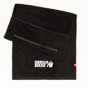 Gorilla Wear | מגבת Zip Pocket לאימון - כיס עם רוכסן בצבע שחור