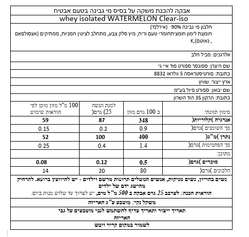 SPONSER CLEAR ISO | אבקת חלבון "קליר" איזו של ספונסר 450 גרם – תמונה 2